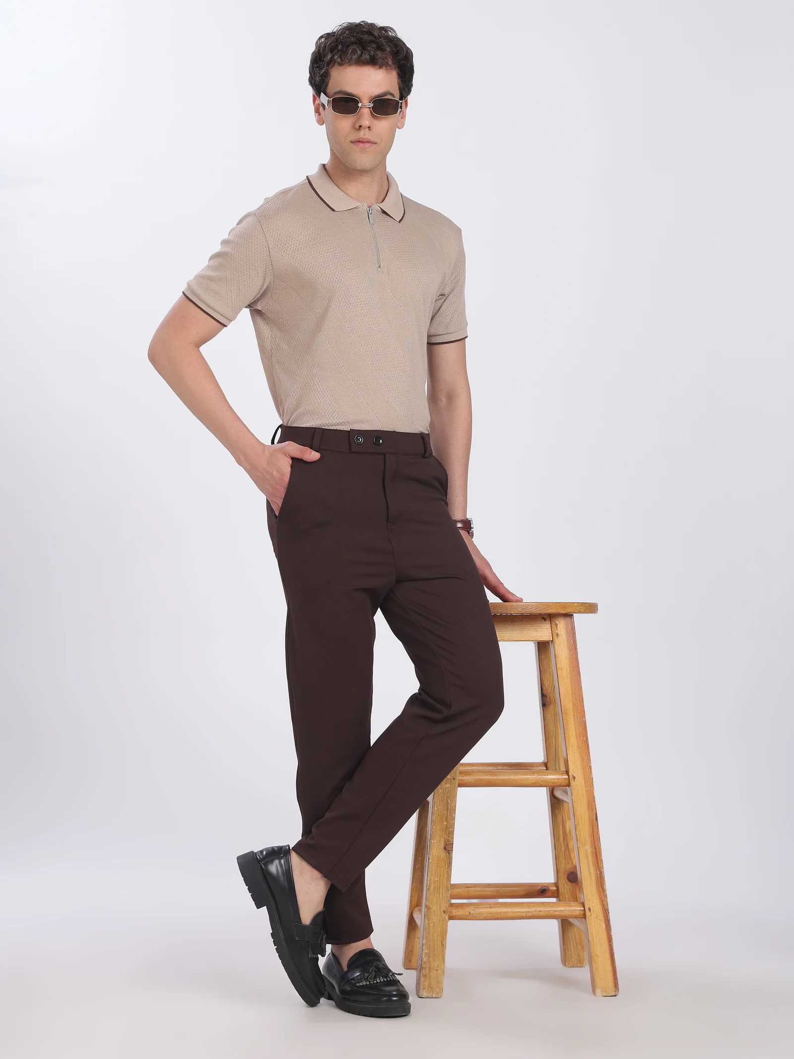 Lycra Formal Pant for Men (Chocolate Brown)